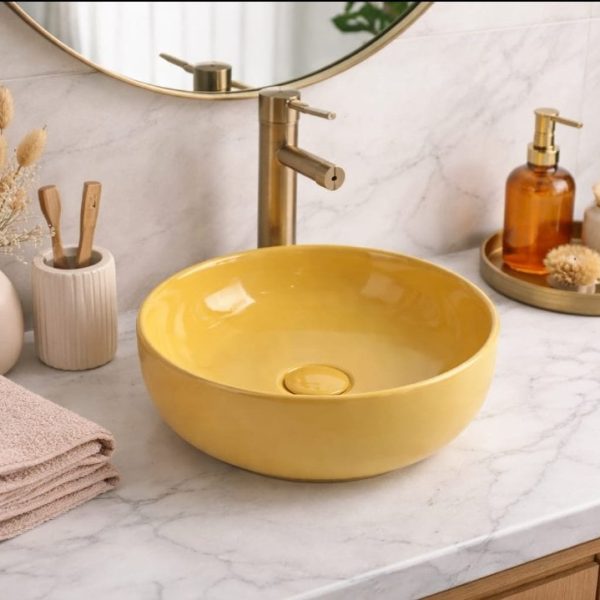 Cırclıght Tezgah Üstü Banyo Lavabosu Pastel Yellow 1034