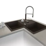 DEBRA 830 Granit Köşe Evye 2 Gözlü Damlalıklı
