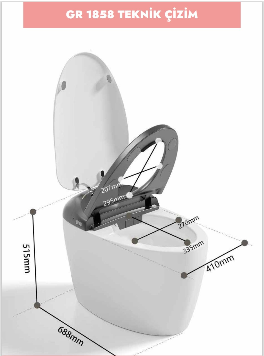 GR 1858 Duvara Monte Smart Klozet White - Görsel 4