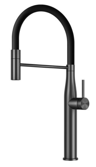 Yeni Nesil Spiralli Mutfak Evye Bataryası Brushed Grey / Black Pıpe C8737-U
