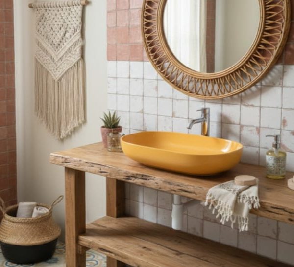 Rectlıght Tezgah Üstü Banyo Lavabosu Pastel Yellow 1034