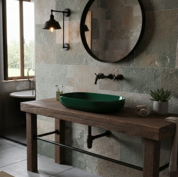 Rectlıght Tezgah Üstü Banyo Lavabosu Moss Green 6005