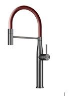 Yeni Nesil Spiralli Mutfak Evye Bataryası Brushed Grey / Red Pıpe C8737-U