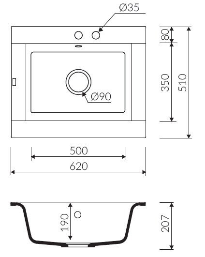 VOGA II 620 Granit Evye 1 Gözlü Damlalıksız - Görsel 2